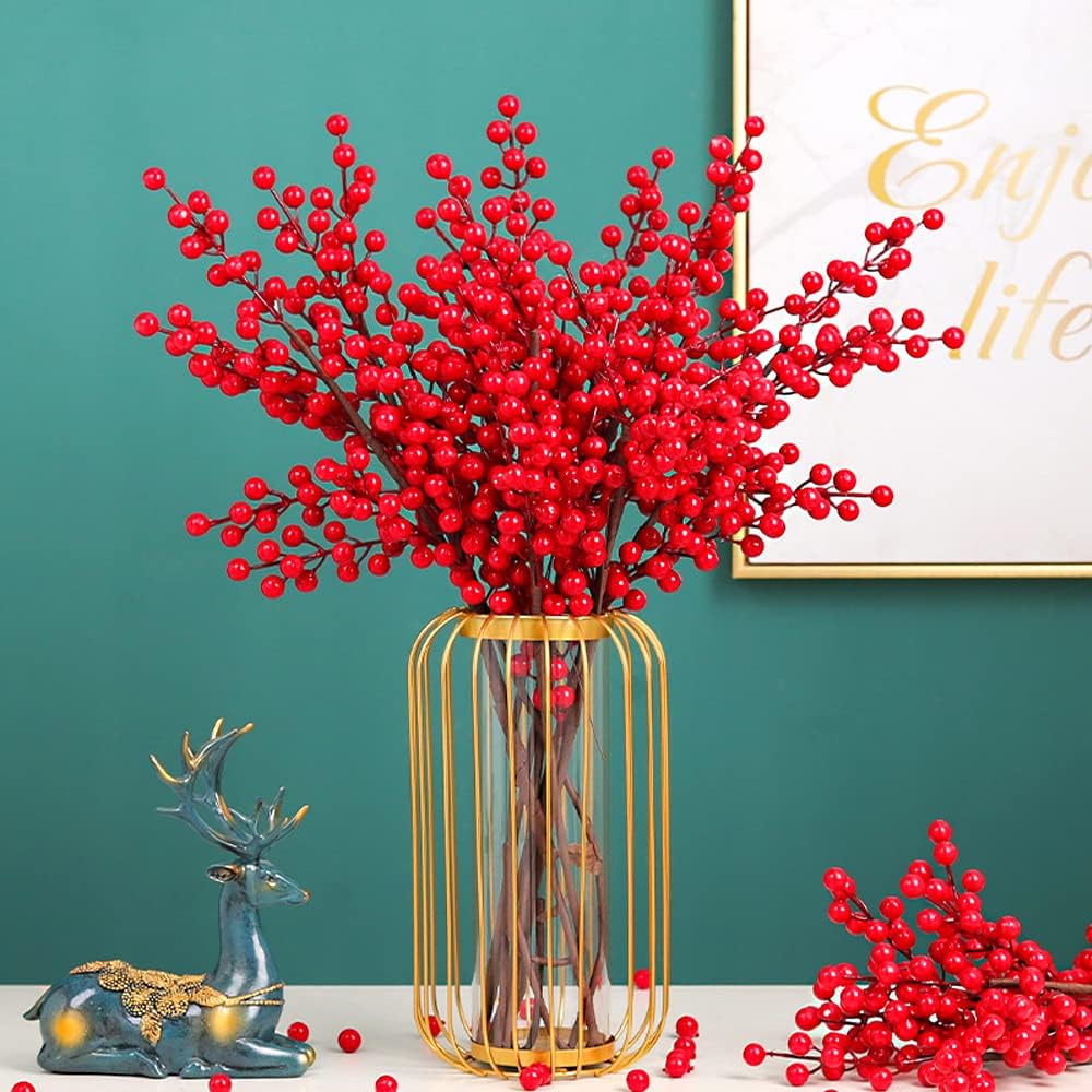 Artificial Vivid Red Berry Ste - Christmas Wreath Fake review and price