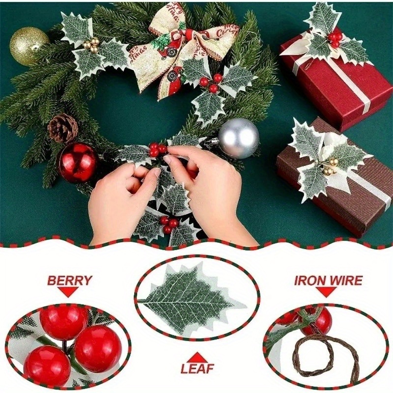 10 Pcs Artificial Holly Berrie - Christmas Wreath Fake review and price