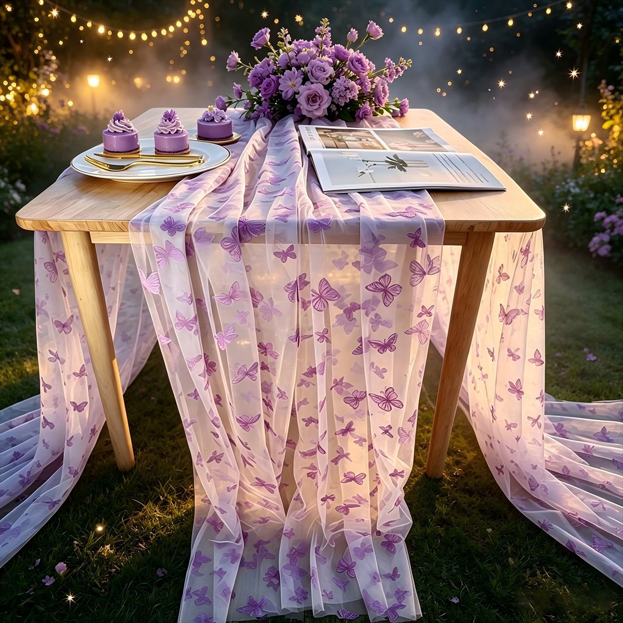 Nylon Tulle Flocked Butterfly  - Christmas Table Runner review and price