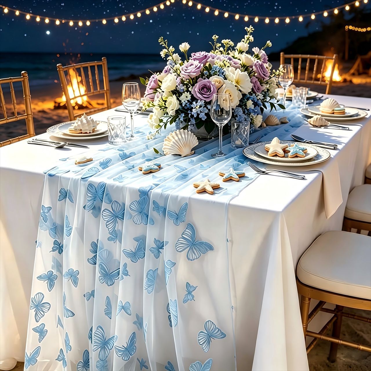 Nylon Tulle Flocked Butterfly  - Christmas Table Runner review and price