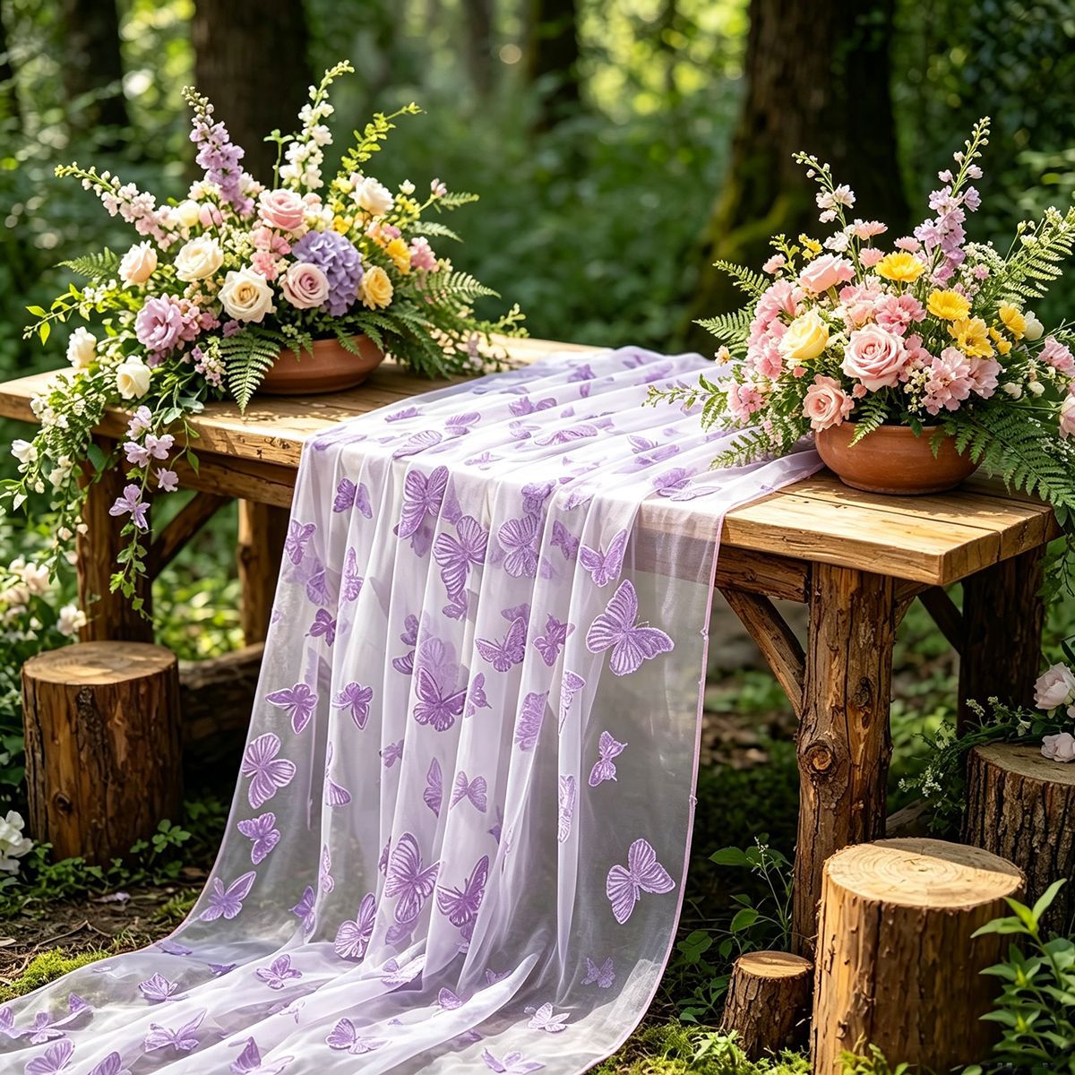 Nylon Tulle Flocked Butterfly  - Christmas Table Runner review and price