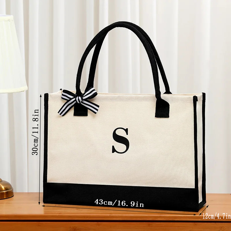Simple canvas letter tote bag  - Ribbon Bow Gift review and price