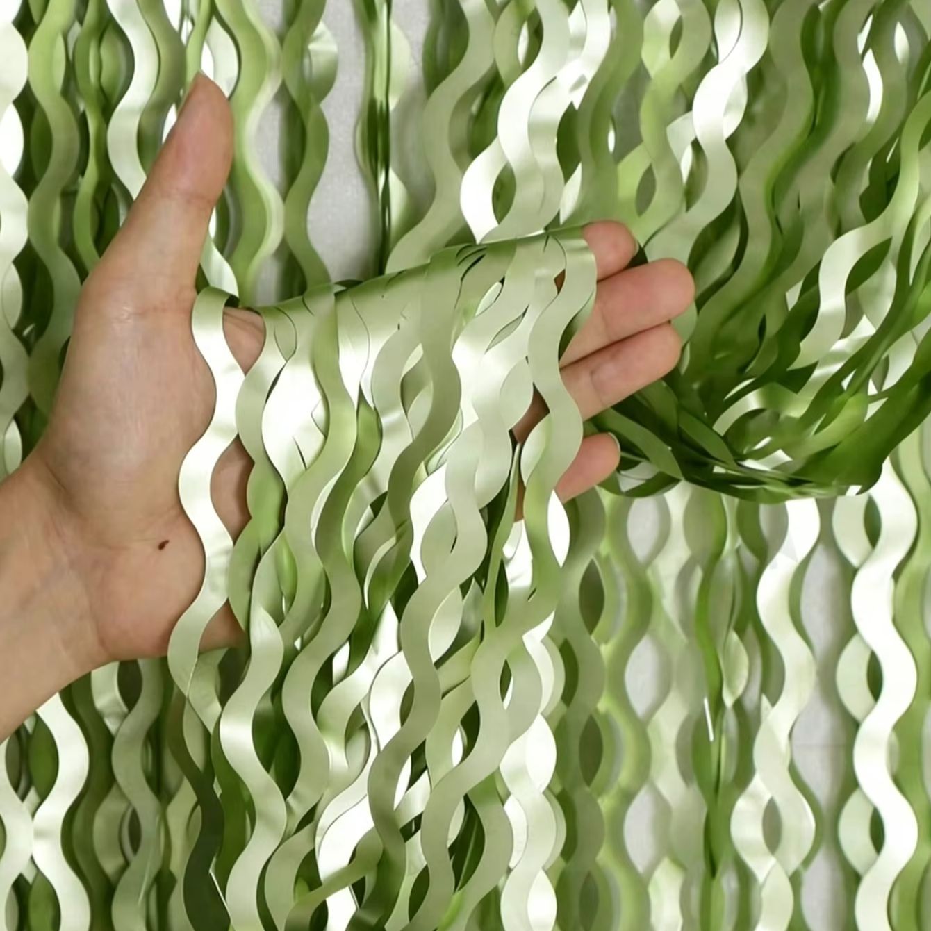 2PCS Sage Green Wavy Foil Frin - Tinsel Garland Decoration review and price